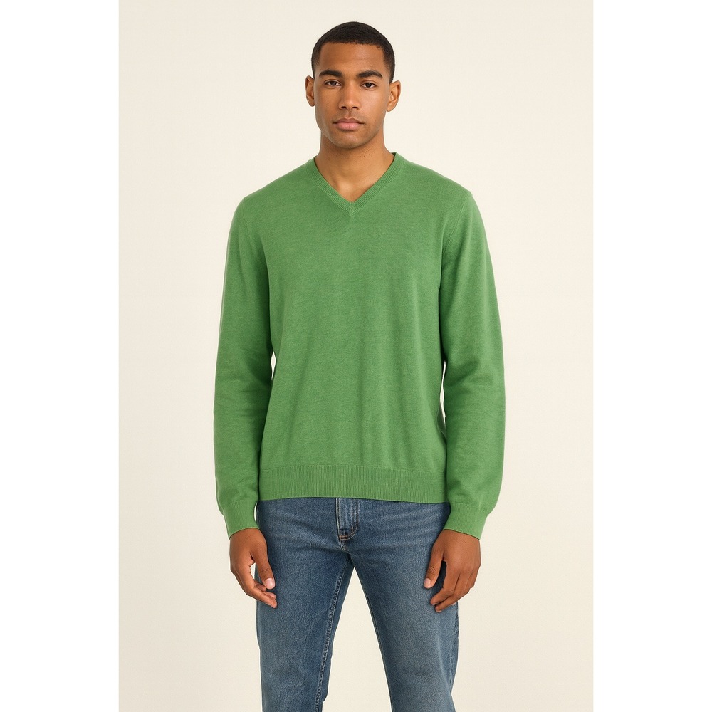 J McLaughlin Sweater Mens XL Green Sweater Cotton Modal Warm V‎ Neck XL